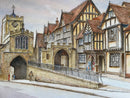 Warwick; Westgate & Lord Leycester Hospital - Sam Burden ORIGINAL WATERCOLOUR detail