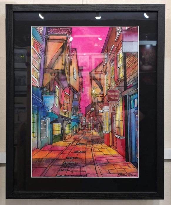 Evening Shambles ORIGINALSilk Painting  by Jonathan Williams