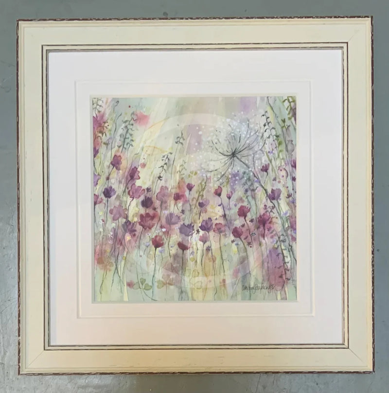 Spring Floral Pods I by Catherine Stephenson Mounted Miniature framed distressed white
