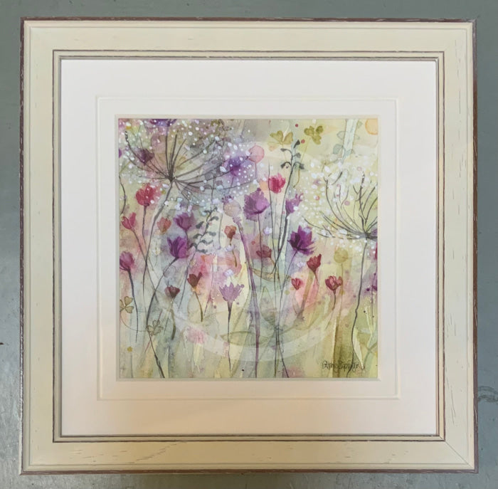 Spring Floral Pods 2 by Catherine Stephenson Mounted Miniature Framed distressed pastel white
