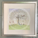 Squirrel Story 1 by Catherine Stephenson Mounted Miniature Framed in pewter cube