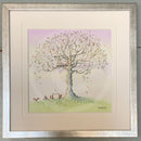 Squirrel Story 2 by Catherine Stephenson Mounted Miniature Framed in pewter cube