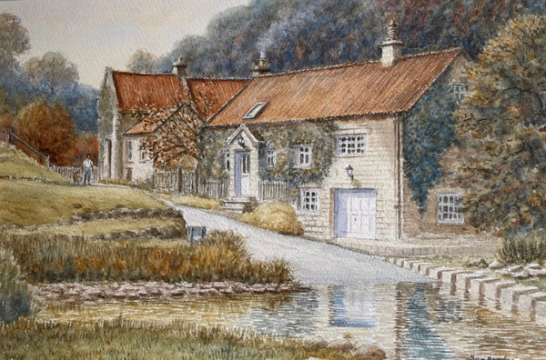 Stepping Stones at Lealhom, Glaisdale - Sam Burden ORIGINAL WATERCOLOUR