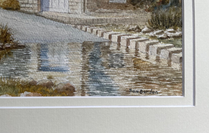 Stepping Stones at Lealhom, Glaisdale - Sam Burden ORIGINAL WATERCOLOUR detail