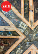 Stiff Upper Lip - Original Mixed Media Painting By Eva Alexander Embellished With Postage Stamps
