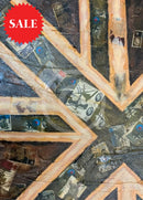 Stiff Upper Lip - Original Mixed Media Painting By Eva Alexander Embellished With Postage Stamps