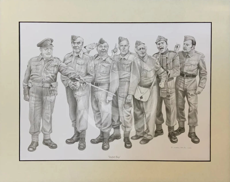Stupid Boy (Dad's Army) print by Jonathan Roberts Mounted 40x50cm
