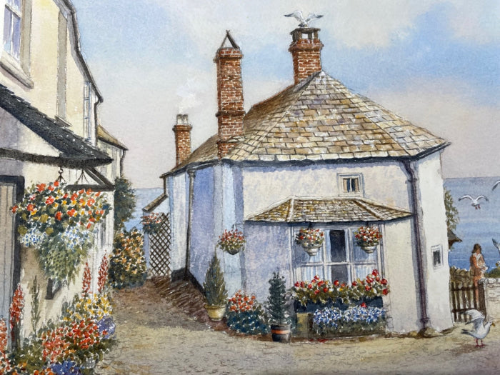 Summer Holiday, Mousehole, Cornwall - Sam Burden ORIGINAL WATERCOLOUR detail