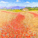 Summer Poppy Field Provence – Original Oil Painting by Geoffrey Smith Unframed Original Artwork