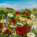 Summer Poppy Meadows & Fields 10x10") ORIGINAL PAINTING by Rozanne Bell