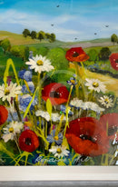 Summer Poppy Meadows & Fields 10x10") ORIGINAL PAINTING by Rozanne Bell