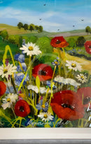 Summer Poppy Meadows & Fields 10x10") ORIGINAL PAINTING by Rozanne Bell
