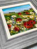 Summer Poppy Meadows & Fields 10x10") ORIGINAL PAINTING by Rozanne Bell