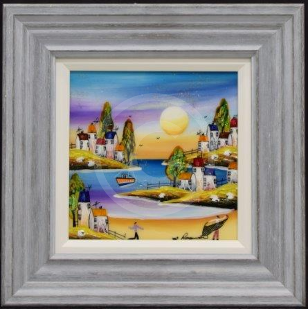 Sunset over Sandy Cove (10x10") ORIGINAL PAINTING by Rozanne Bell