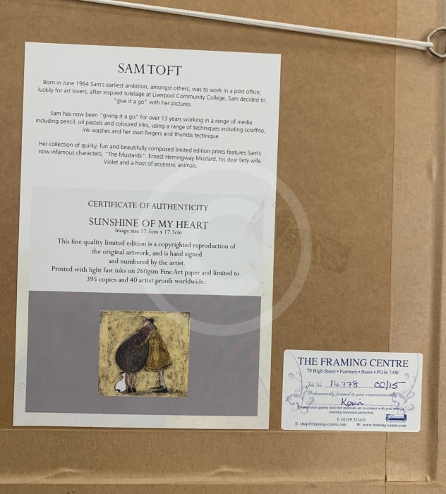 Sunshine Of My Heart By Sam Toft - Framed Limited Edition Secondary Market