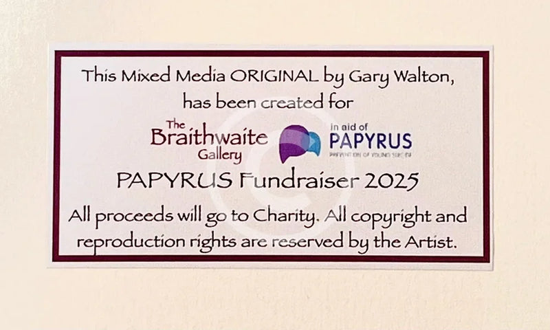 Close up of Certificate of Authenticity for Moonlight Meeting, an ORIGINAL Mixed Media from Gary Walton, for PAPYRUS