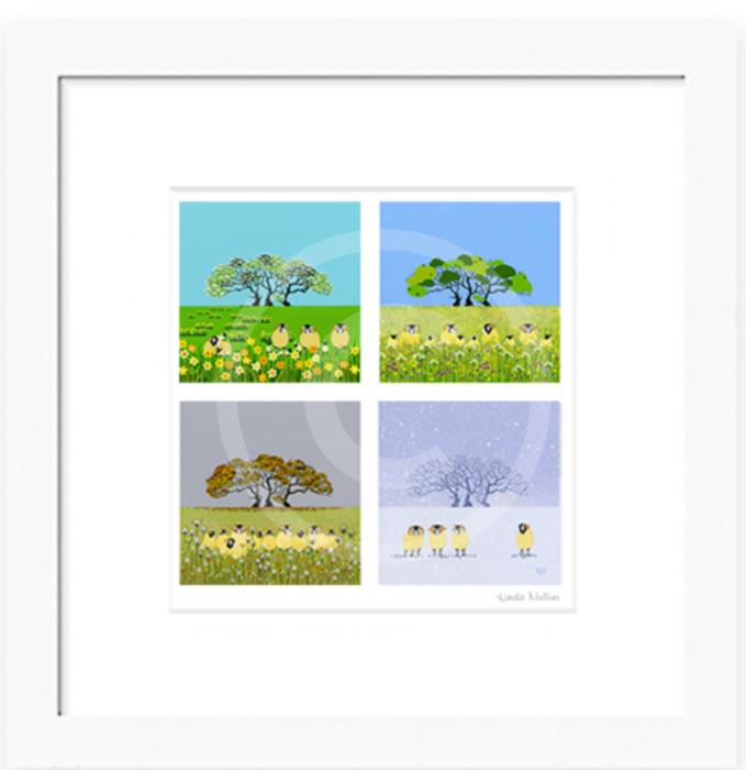 Swaledale Sheep (Square) by Linda Mellin Framed