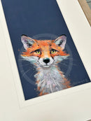 The Charmer, quirky fox portrait, Artist Proof limited edition print. 
