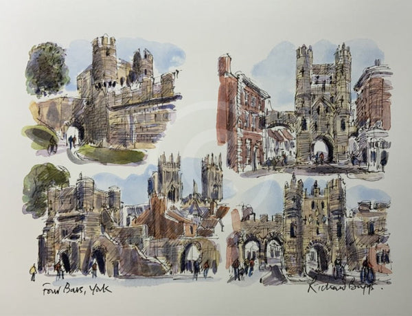 The Four Bars,  York, Richard Briggs ORIGINAL WATERCOLOUR