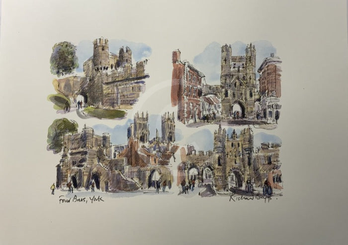 The Four Bars,  York, Richard Briggs ORIGINAL WATERCOLOUR