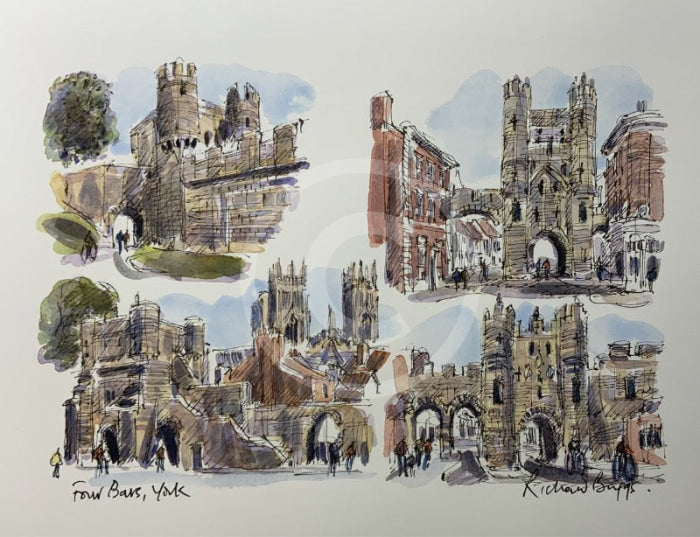 The Four Bars,  York, Richard Briggs ORIGINAL WATERCOLOUR