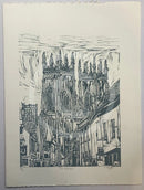 The Minster; linocut print by Shaun Wyatt