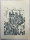 The Minster; linocut print by Shaun Wyatt