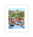 The North Riding of Yorkshire by Linda Mellin, This contemporary colourful landscape  features, Whitby Harbour, Roseberry Topping, North York Moors Railway, York Minster, The White Horse at Kilburn.