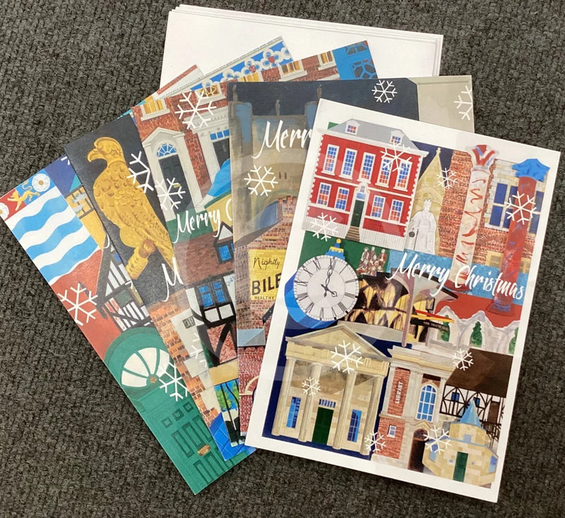 The Quarters of York - pack of 5 Christmas Cards by Ric Liptrot