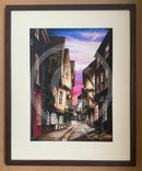 The Shambles at Twilight by Mark Braithwaite Framed in Small Cube Brown