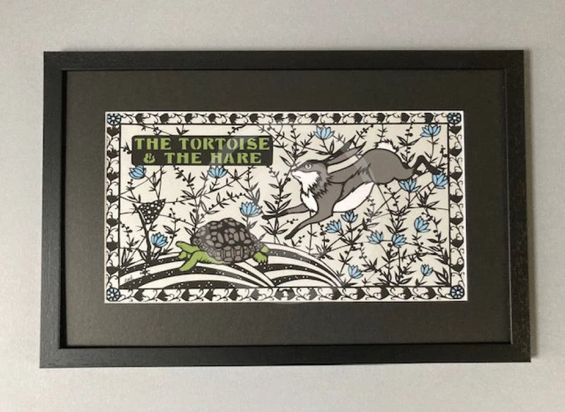 The Tortoise & The Hare: Aesop's Fables Series - Giclée Print by Anna Cook framed