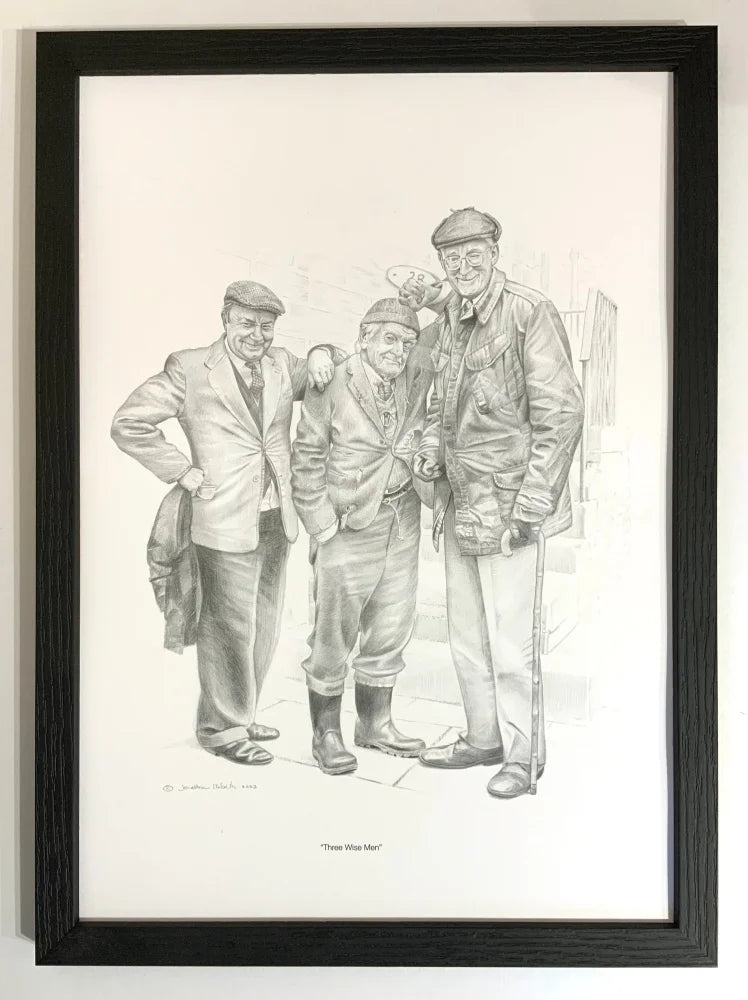 Three Wise Men (Last Of The Summer Wine) print  By Jonathan Roberts Framed In Black A3