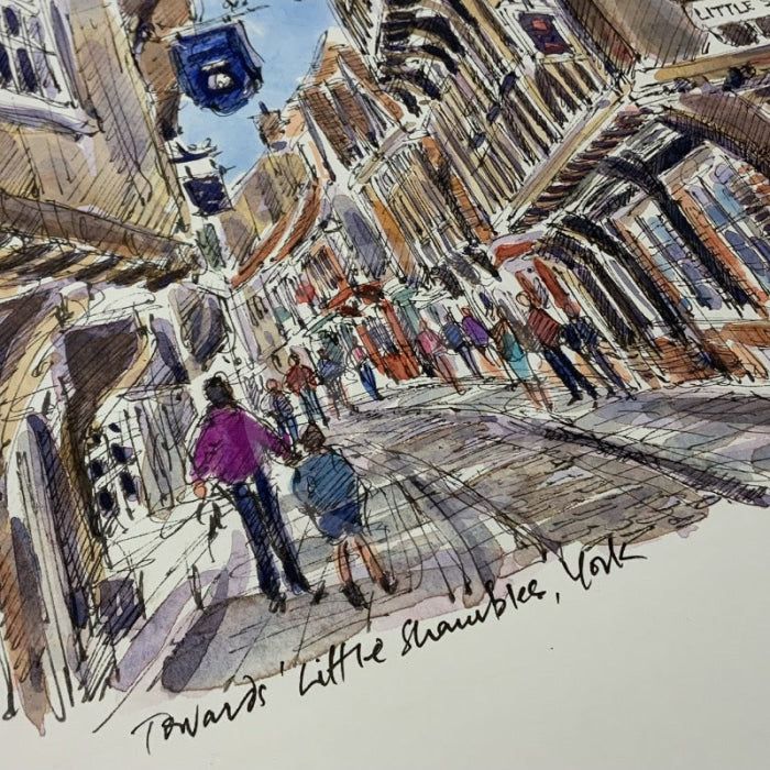 Towards Little Shambles, York, Richard Briggs ORIGINAL WATERCOLOUR