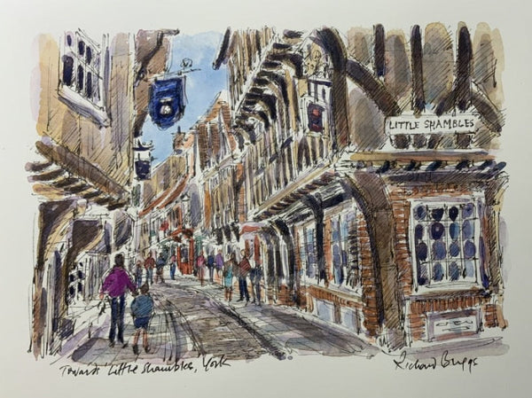 Towards Little Shambles, York, Richard Briggs ORIGINAL WATERCOLOUR