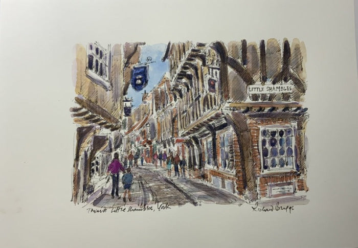 Towards Little Shambles, York, Richard Briggs ORIGINAL WATERCOLOUR