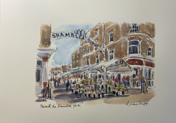 Towards The Shambles, York, Richard Briggs ORIGINAL WATERCOLOUR