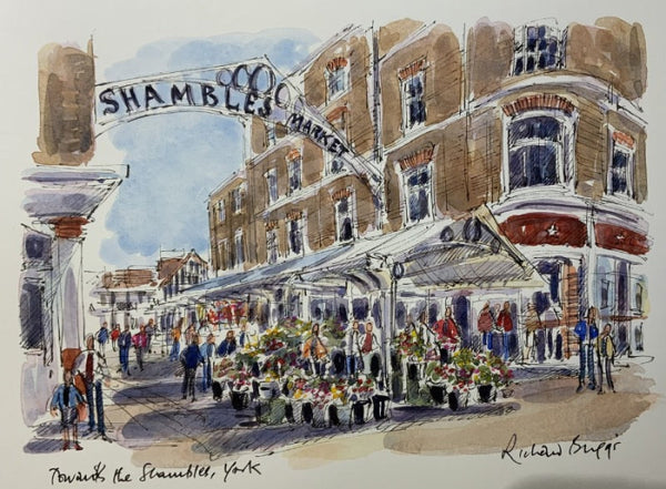 Towards The Shambles, York, Richard Briggs ORIGINAL WATERCOLOUR