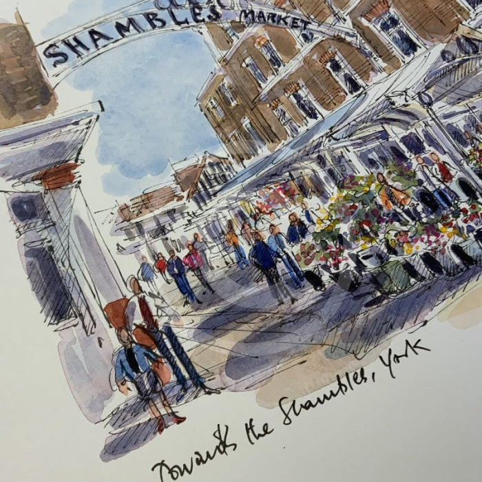 Towards The Shambles, York, Richard Briggs ORIGINAL WATERCOLOUR