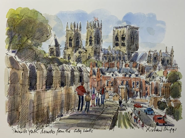 Towards York Minster From The City Walls,  York, Richard Briggs ORIGINAL WATERCOLOUR