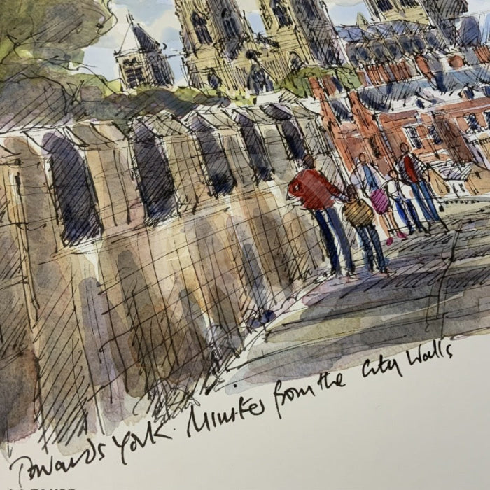 Towards York Minster From The City Walls,  York, Richard Briggs ORIGINAL WATERCOLOUR