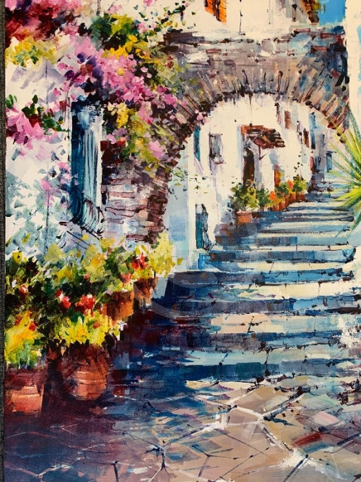 Tuscan Steps (24x24”) ORIGINAL PAINTING by Gary Sams - unframed detail