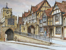 Warwick; Westgate & Lord Leycester Hospital - Sam Burden ORIGINAL WATERCOLOUR detail