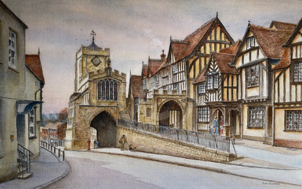 Warwick; Westgate & Lord Leycester Hospital - Sam Burden ORIGINAL WATERCOLOUR