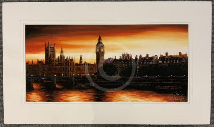 Westminster Sunset, London,  Limited Edition Print by Mark Braithwaite