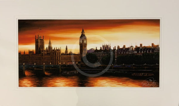 Westminster Sunset, London,  Limited Edition Print by Mark Braithwaite