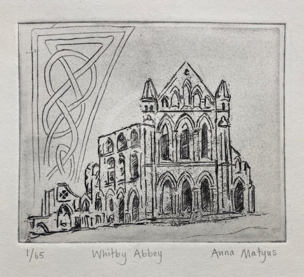 Whitby Abbey - Miniature Etching Limited Edition by Anna Matyus