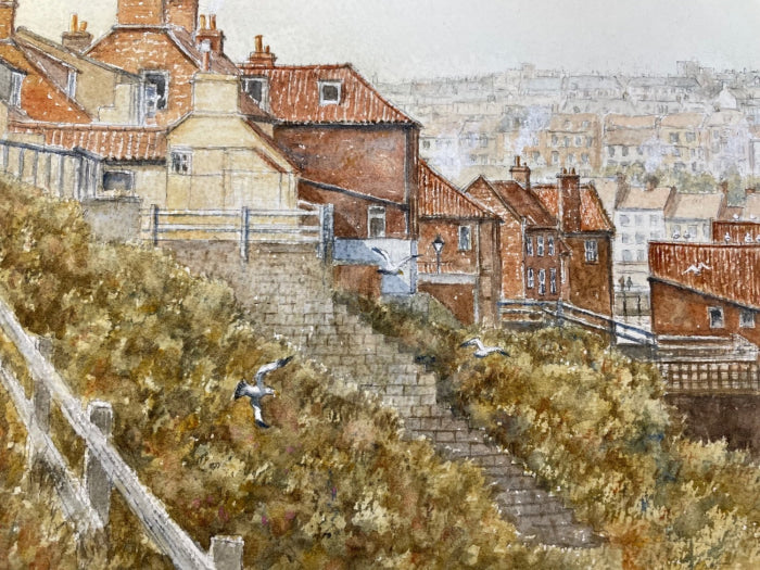 Whitby Seagulls II - Sam Burden ORIGINAL WATERCOLOUR detail