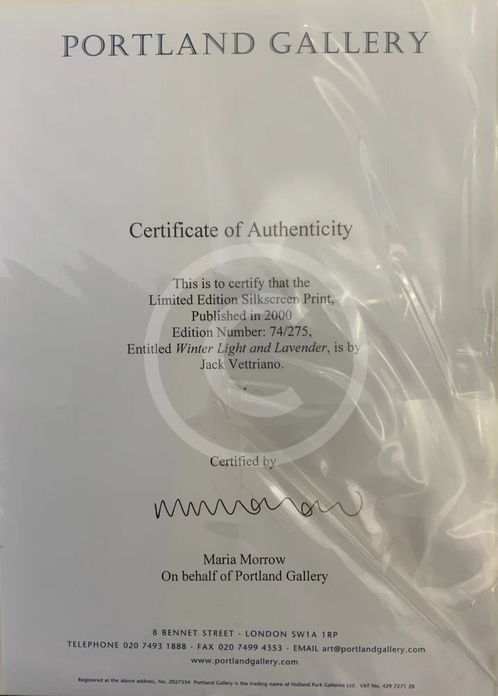 Winter Light and Lavender by Jack Vettriano (1951-2025) LIMITED EDITION SILKSCREEN