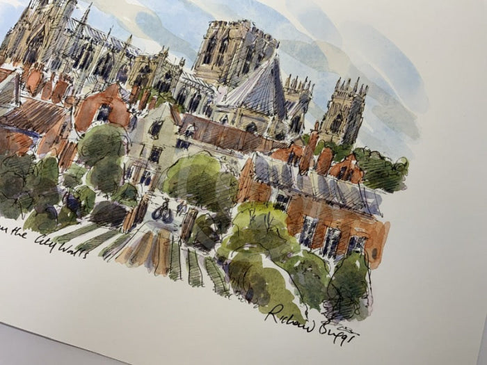 York Minster From The City Walls,  York, Richard Briggs ORIGINAL WATERCOLOUR