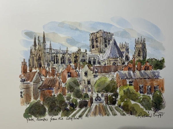 York Minster From The City Walls,  York, Richard Briggs ORIGINAL WATERCOLOUR